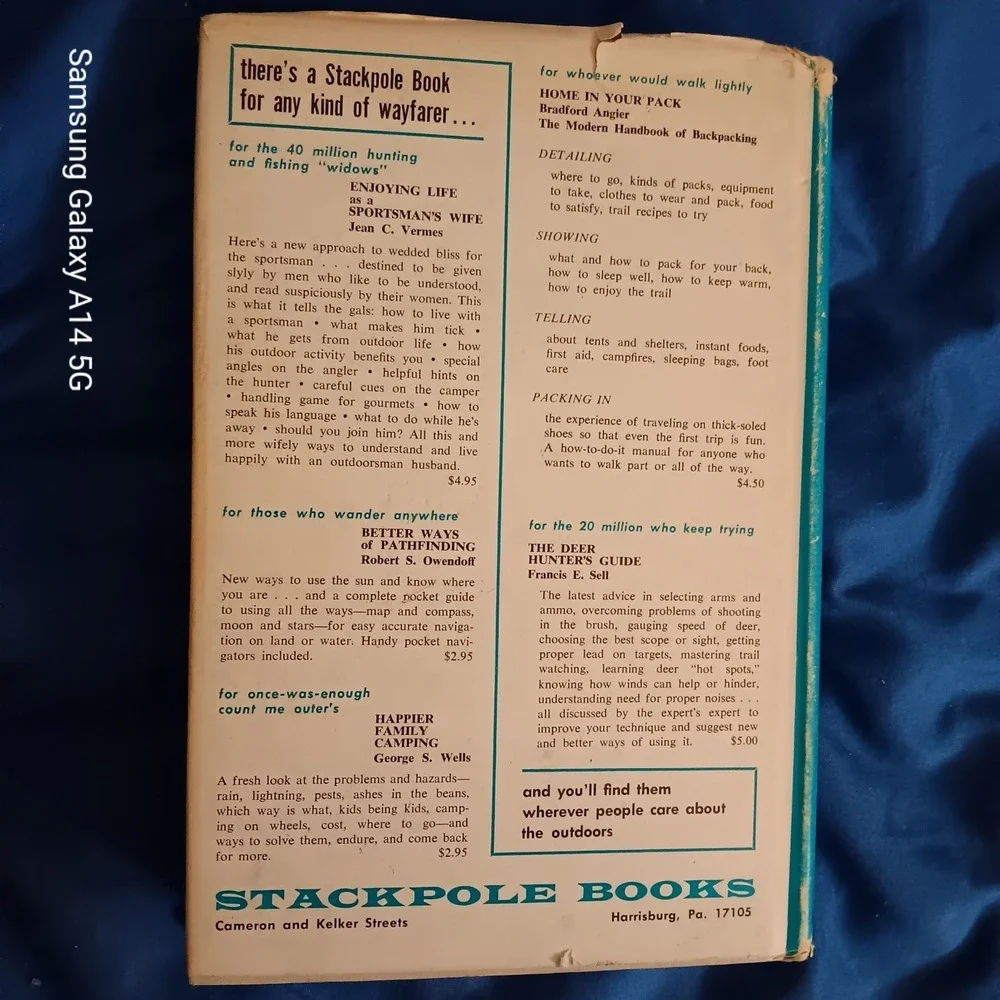 STACKPOLE On Your Own in the Wilderness Hardcover Camping Survival Book 1965